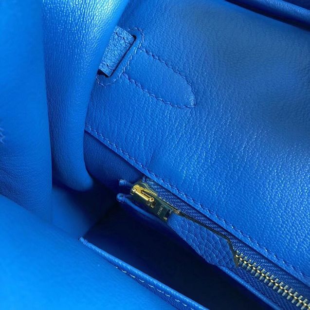 Hermes original togo leather birkin 30 bag H30-1 blue hydra