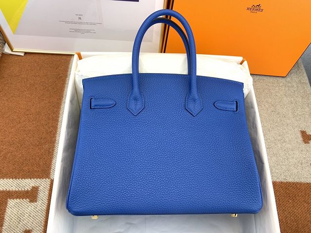 Hermes original togo leather birkin 35 bag H35-1 blue zellige