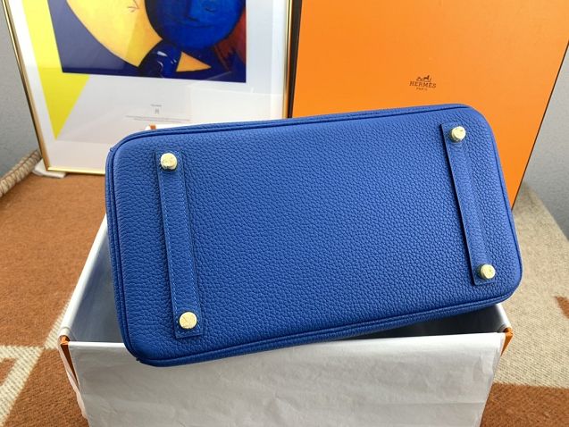 Hermes original togo leather birkin 35 bag H35-1 blue zellige