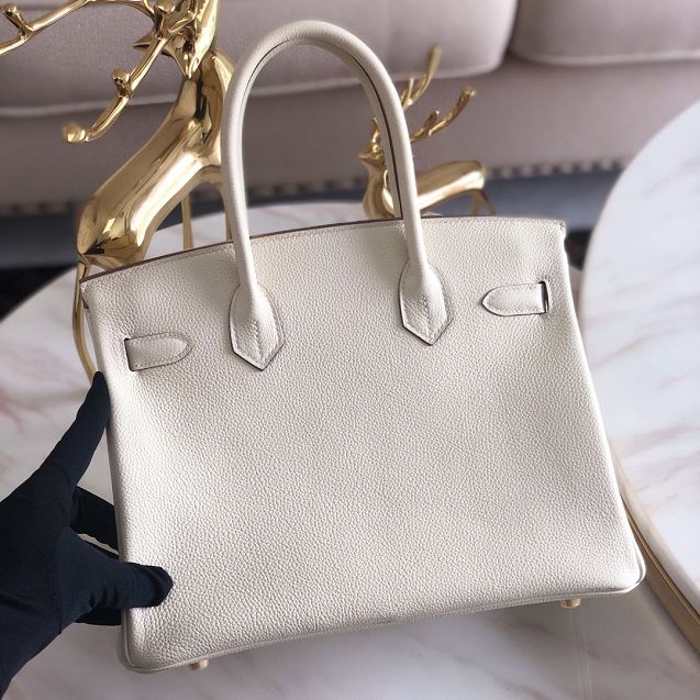 Hermes original togo leather birkin 30 bag H30-1 cream white