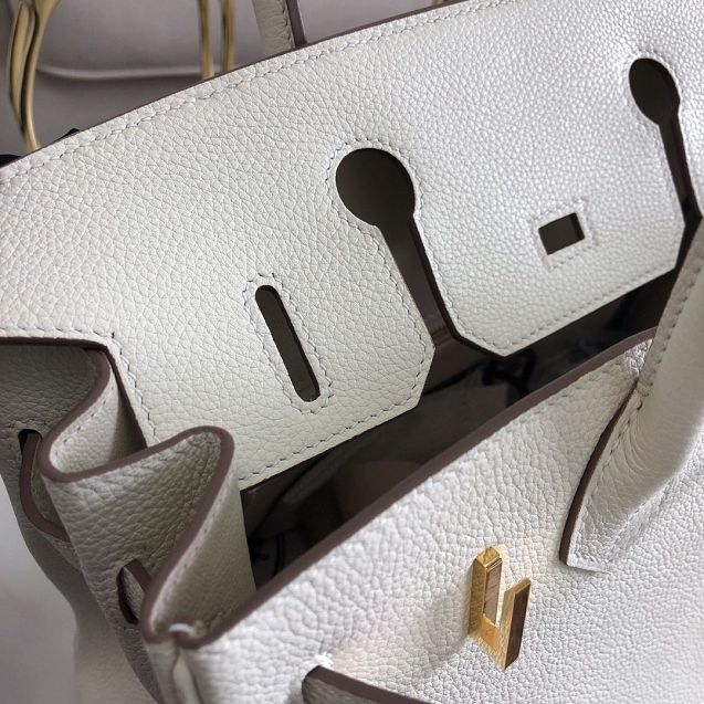 Hermes original togo leather birkin 25 bag H25-1 cream white