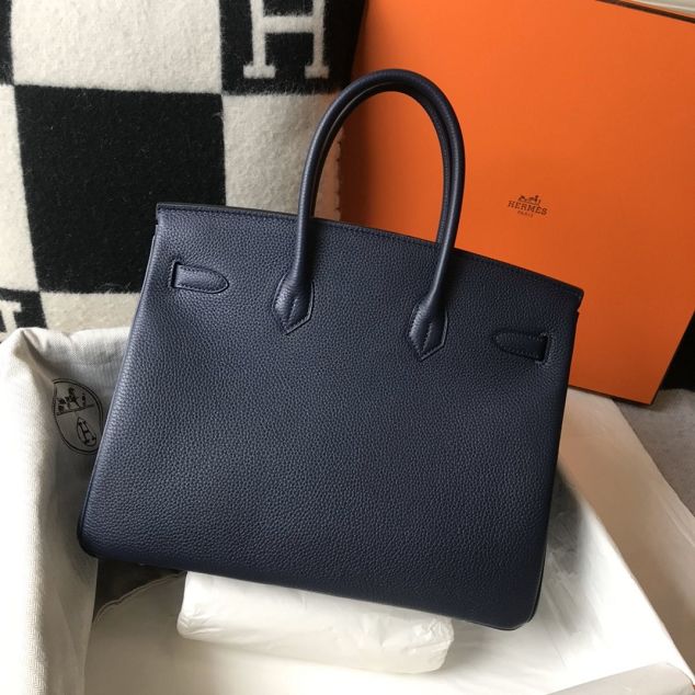 Hermes original togo leather birkin 35 bag H35-1 dark blue