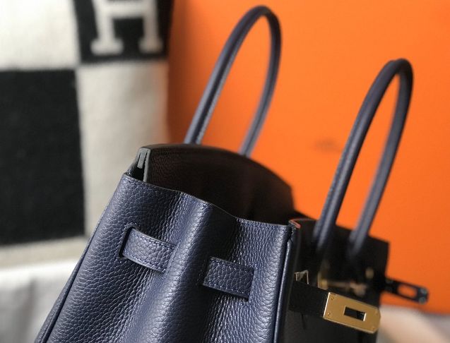 Hermes original togo leather birkin 35 bag H35-1 dark blue