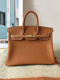 Hermes original togo leather birkin 35 bag H35-1 gold brown