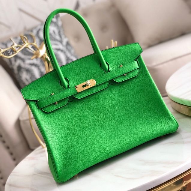 Hermes original togo leather birkin 30 bag H30-1 grass green