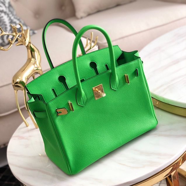 Hermes original togo leather birkin 35 bag H35-1 grass green