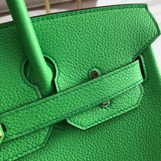 Hermes original togo leather birkin 25 bag H25-1 grass green