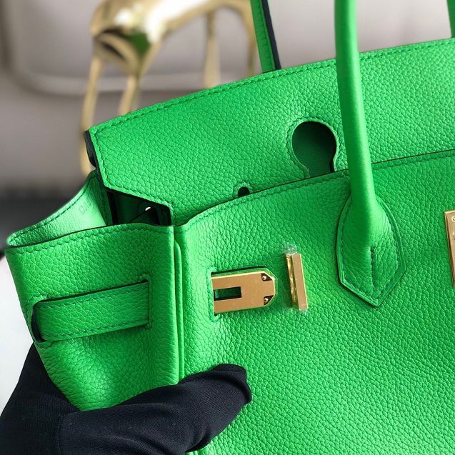 Hermes original togo leather birkin 30 bag H30-1 grass green