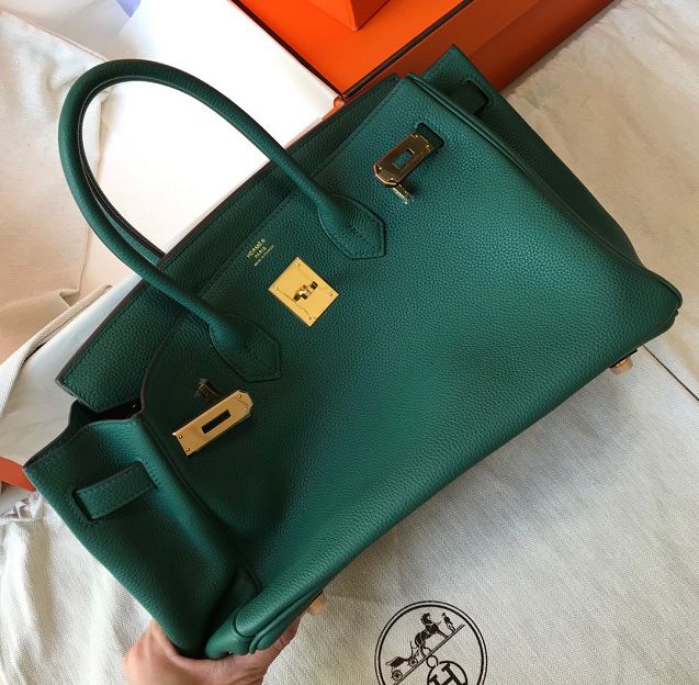 Hermes original togo leather birkin 35 bag H35-1 peacock green