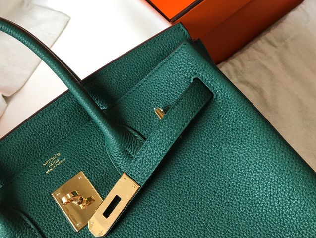 Hermes original togo leather birkin 30 bag H30-1 peacock green