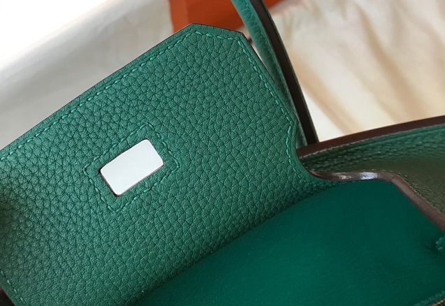 Hermes original togo leather birkin 25 bag H25-1 peacock green