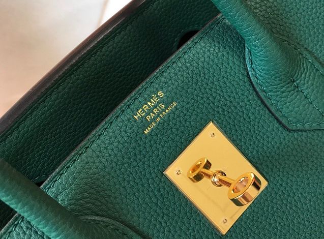 Hermes original togo leather birkin 30 bag H30-1 peacock green