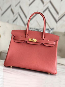 Hermes original togo leather birkin 35 bag H35-1 red bean 