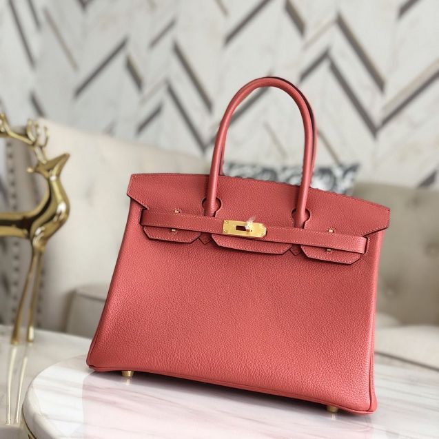 Hermes original togo leather birkin 35 bag H35-1 red bean 