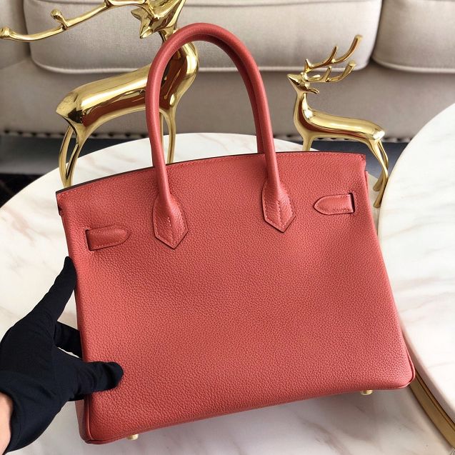 Hermes original togo leather birkin 35 bag H35-1 red bean 