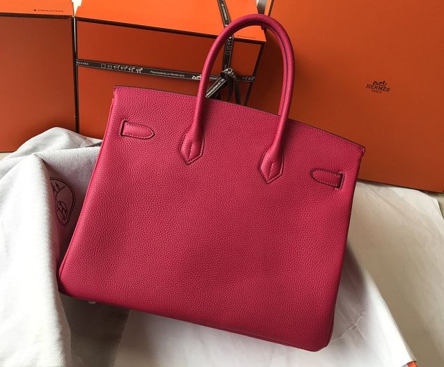 Hermes original togo leather birkin 25 bag H25-1 rose red