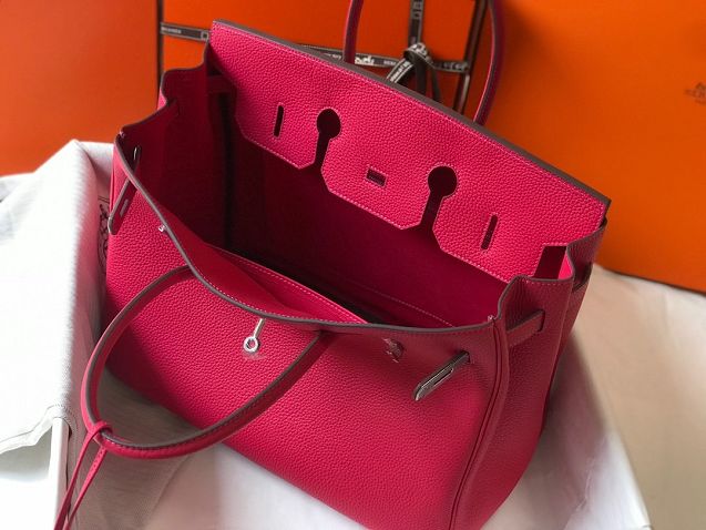 Hermes original togo leather birkin 25 bag H25-1 rose red