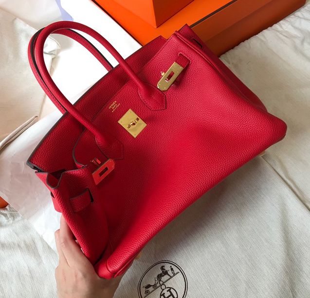 Hermes original togo leather birkin 35 bag H35-1 rouge garance