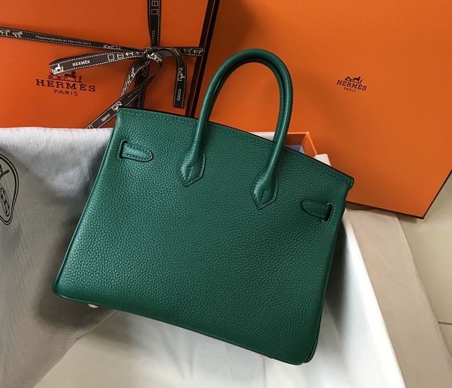 Hermes original togo leather birkin 30 bag H30-1 vert fonce