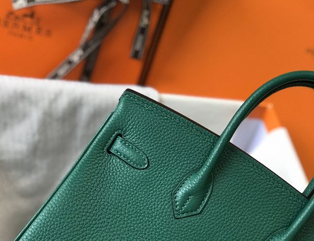 Hermes original togo leather birkin 25 bag H25-1 vert fonce