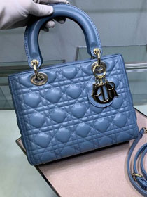 Dior original lambskin lady dior bag 44551 blue