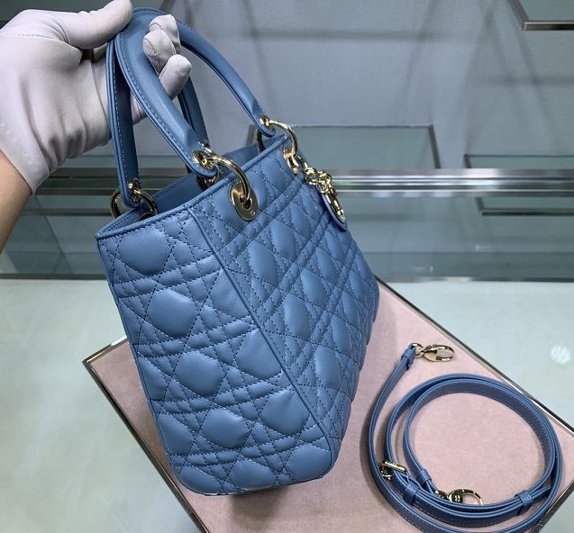 Dior original lambskin lady dior bag 44551 blue