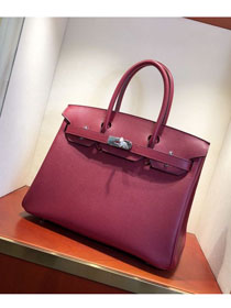 Hermes original epsom leather birkin 30 bag H30-3 rouge grenat