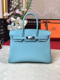 Hermes original togo leather birkin 30 bag H30-1 blue atoll