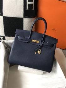 Hermes original togo leather birkin 30 bag H30-1 dark blue