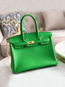 Hermes original togo leather birkin 30 bag H30-1 grass green