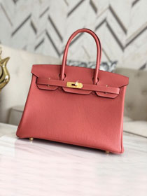 Hermes original togo leather birkin 30 bag H30-1 red bean