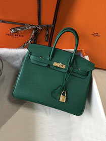 Hermes original togo leather birkin 30 bag H30-1 vert fonce