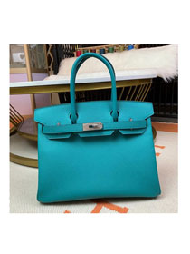 Hermes original epsom leather birkin 25 bag H25-3 blue paon