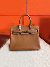 Hermes original epsom leather birkin 25 bag H25-3 gold brown
