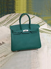 Hermes original epsom leather birkin 25 bag H25-3 peacock green