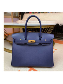 Hermes original epsom leather birkin 25 bag H25-3 royal blue