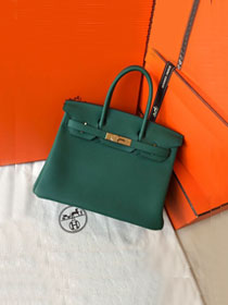 Hermes original togo leather birkin 25 bag H25-1 peacock green