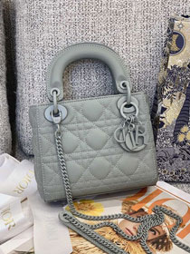 Dior original lambskin mini lady dior ultra-matte bag M0505 grey