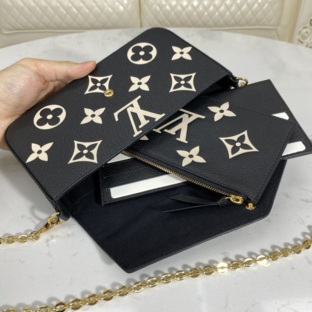 Louis vuitton original monogram calfskin felicie pochette M69978 black