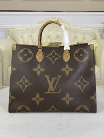 Louis vuitton original monogram canvas onthego tote bag GM M44576 (black strap)