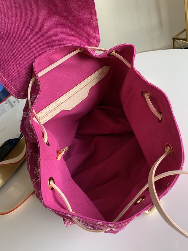 Louis vuitton original denim backpack M44461 hot pink