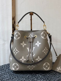 Louis vuitton original embossed calfskin neonoe mm bucket bag M45555 grey