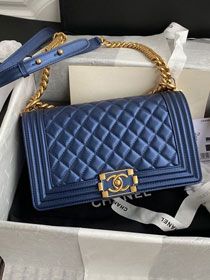 CC original lambskin medium boy handbag A67086-7 royal blue
