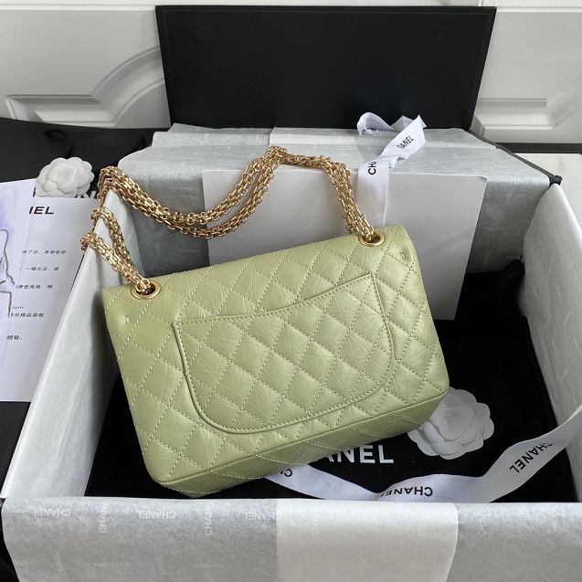 CC original aged calfskin 2.55 flap handbag A37586 light green