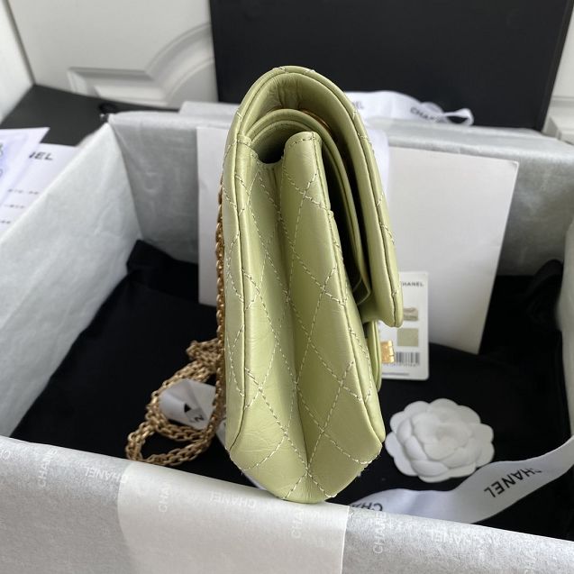 CC original aged calfskin 2.55 flap handbag A37586 light green