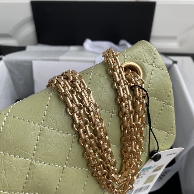 CC original aged calfskin 2.55 flap handbag A37586 light green