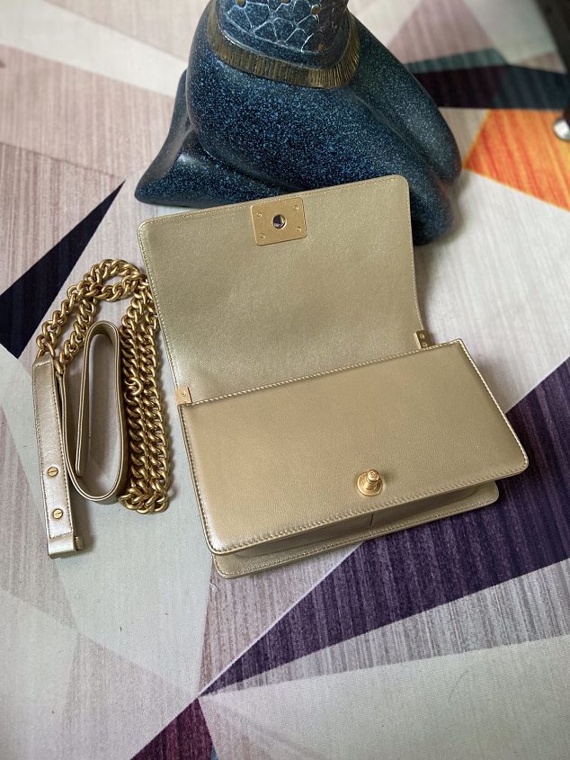 CC original python leather medium boy handbag A67086 grey