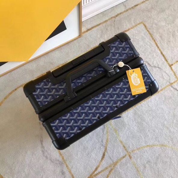 Goyard canvas rolling luggage GY0003 navy blue