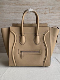 Celine original grained calfskin mini luggage handbag 189213 apricot