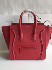 Celine original grained calfskin mini luggage handbag 189213 red